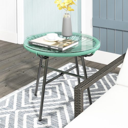 Kerti bisztró asztal, kerek asztal, fehér, 50 x 50 x 50 cm