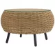 Rattan kerek kerti asztal, üveglappal, barna Ø75 x 42 cm