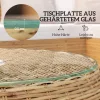 Rattan kerek kerti asztal, üveglappal, barna Ø75 x 42 cm