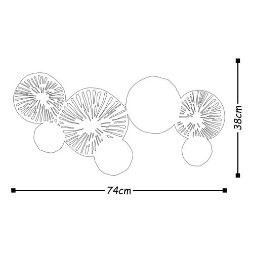 Fém fali dekoráció, circles, zöld-sárga 74x38 cm