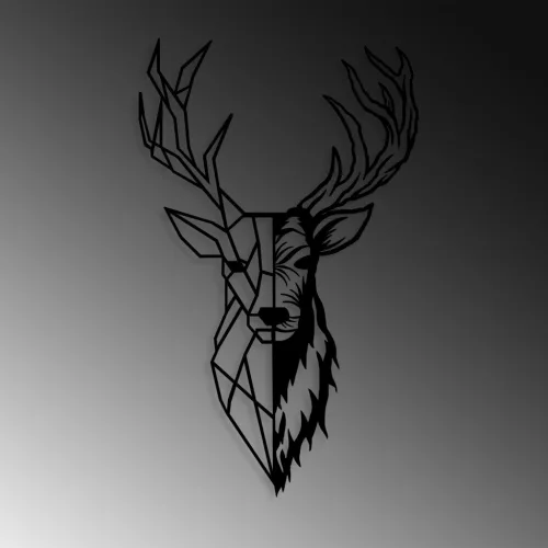Fém fali dekoráció, deer, 42x70 cm