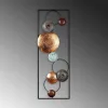 Fém fali dekoráció, circles, arany-kék 90x32 cm
