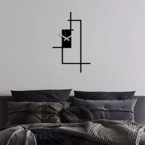 Dekoratív fém falióra, modern stílus, fekete