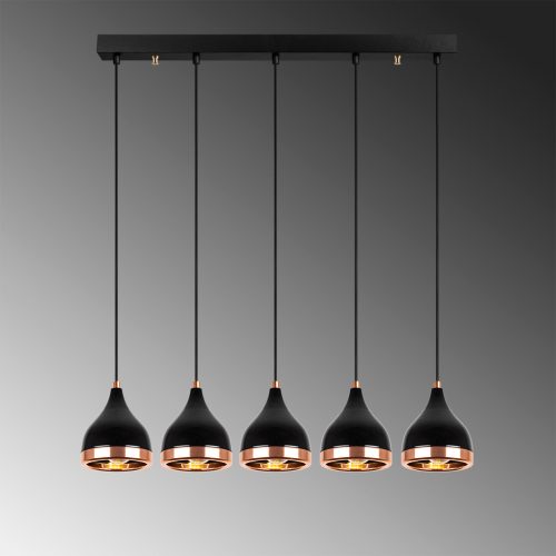 Opviq függőlámpa x5, fekete-réz