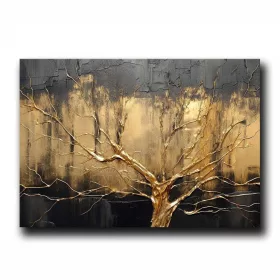 Dekoratív vászonfestmény, modern stílus, fekete, arany