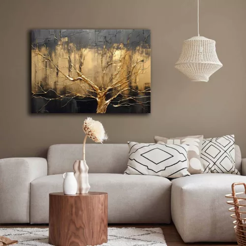 Dekoratív vászonfestmény, modern stílus, fekete, arany