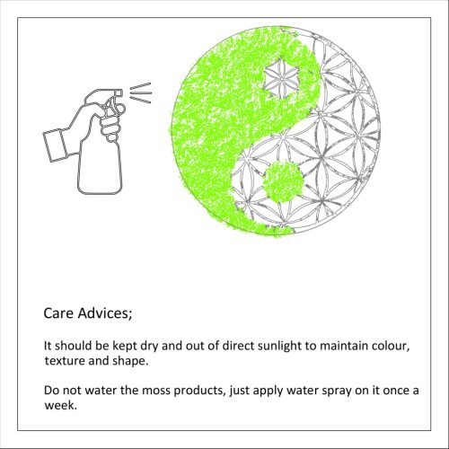 Fa és moha fali dekoráció, fa, 44cm