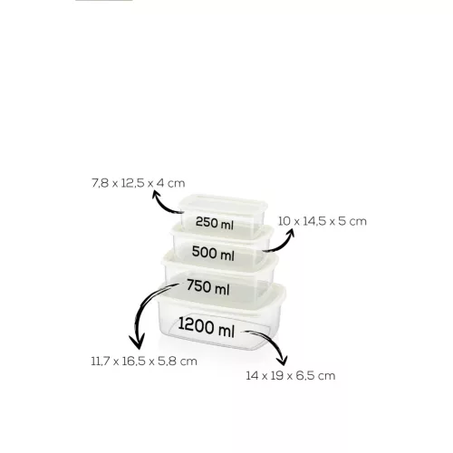 Ételtároló doboz készlet 4 x 3 db