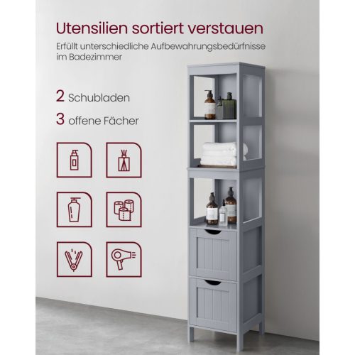 VASAGLE Fürdőszobai Padlószekrény, Fürdőszobai Tároló Szervező Állvány,