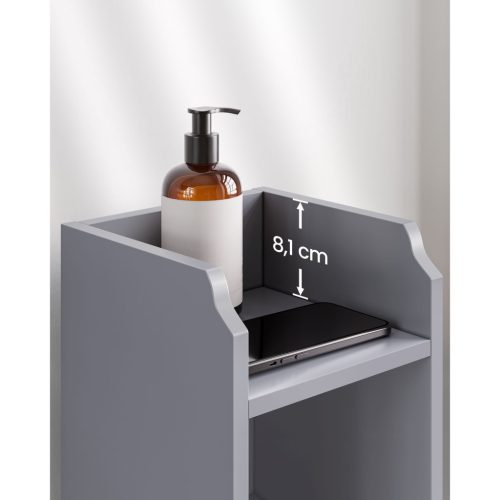 VASAGLE Keskeny fürdőszobai padlón álló tárolószekrény ajtóval és polcokkal, szabadon