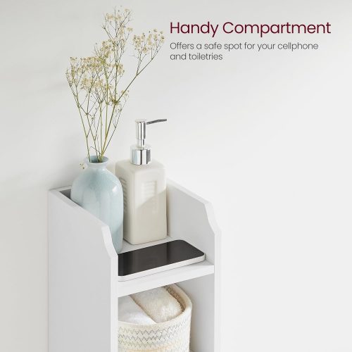 VASAGLE WC-szekrény, Fürdőszobai szekrény, Fürdőszobai szekrény, Karcsú fürdőszobai polc,