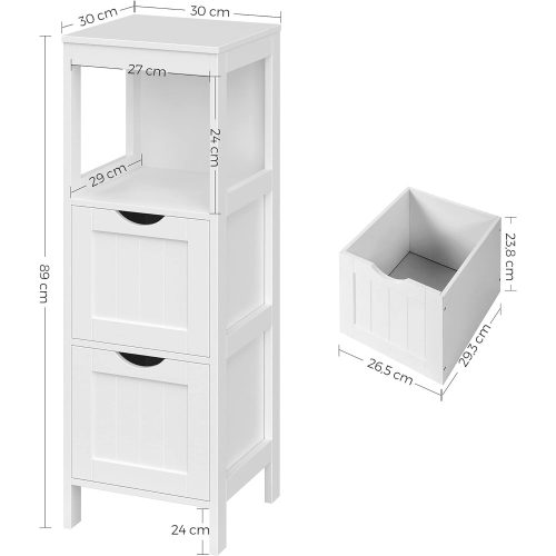 VASAGLE BBC42WT Sarok éjjeliszekrény, gyógyszeres szekrény, tároló a fürdőszobához, fa, 1