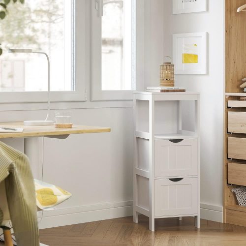 VASAGLE BBC42WT Sarok éjjeliszekrény, gyógyszeres szekrény, tároló a fürdőszobához, fa, 1