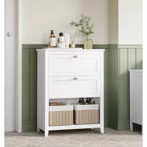 Fürdőszoba szekrény, tároló szekrény 2 fiókkal, felhőfehér 30x60x80cm