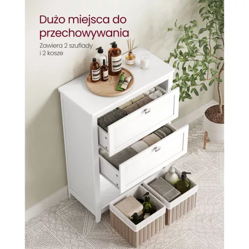 Fürdőszoba szekrény, tároló szekrény 2 fiókkal, felhőfehér 30x60x80cm