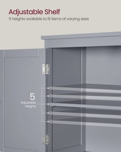 Szabadon álló tároló szekrény, 2 fiókkal, 2 ajtóval, galambszürke 30 x 60 x 110 cm