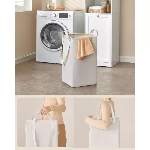 Fürdőszobai torony szekrény, mosókosárral, felhőfehér 40x40x170cm