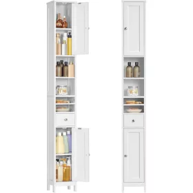   Magas fürdőszoba szekrény, keskeny tároló szekrény, állítható polcokkal