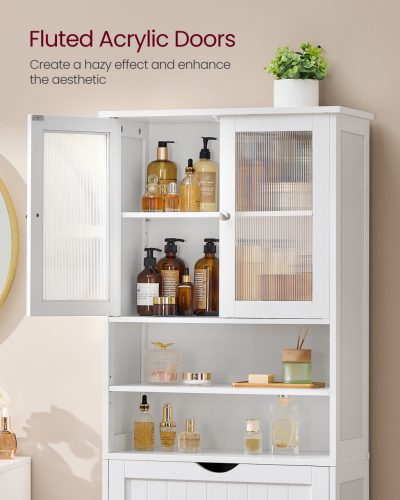 Szabadon álló tárolószekrény, fiókos, fehér 60x30x170cm