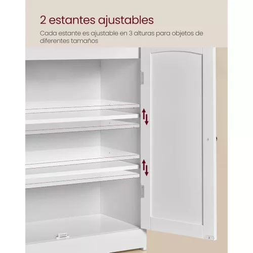 VASAGLE fürdőszobai szekrény, fürdőszobai bútor 2 ajtóval, 2 állítható polccal, 30 x 60 x