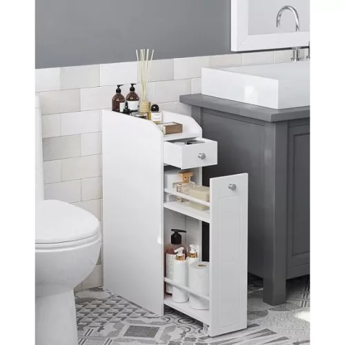 Keskeny fürdőszoba szekrény, fehér, 18x40x70cm