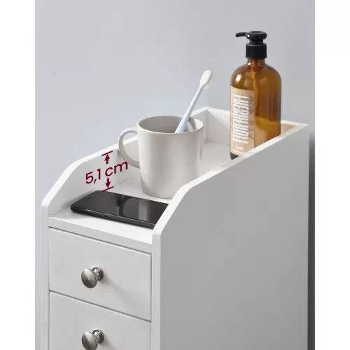 Keskeny fürdőszoba szekrény, fehér, 18x40x70cm