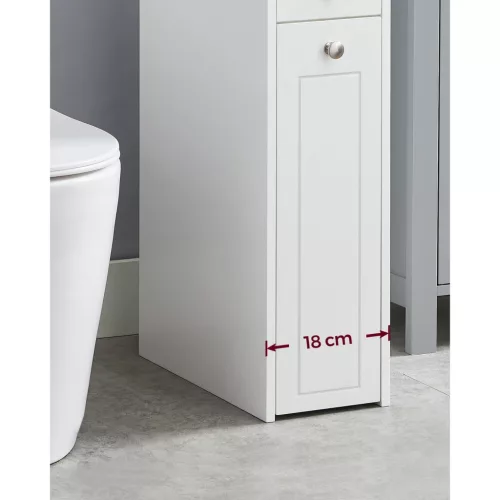 Keskeny fürdőszoba szekrény, fehér, 18x40x70cm