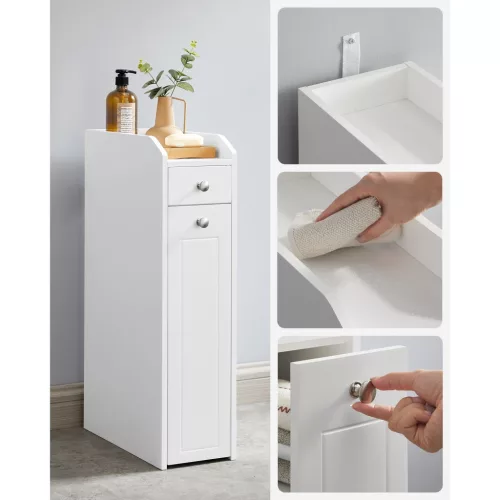Keskeny fürdőszoba szekrény, fehér, 18x40x70cm