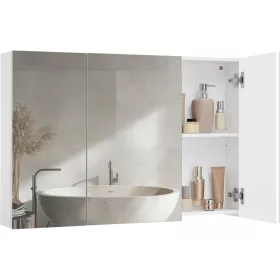   Tükörszekrény, fürdőszoba szekrény, 3 ajtós, állítható polccal, fehér