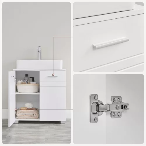 Fürdőszoba szekrény, 2 ajtós, állítható polccal, fehér 60x30x63cm