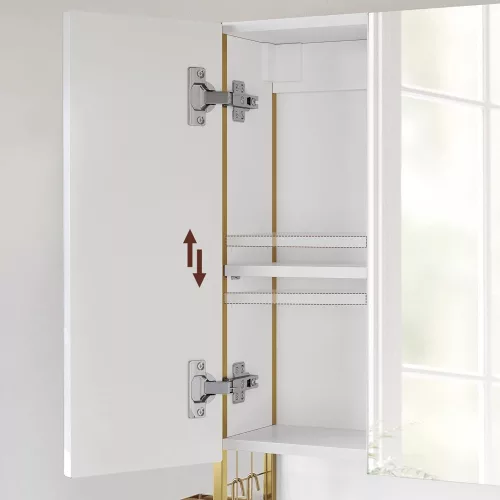 VASAGLE BBK124A10 Fürdőszobai tükör szekrény világítással, Fürdőszobai szekrény,