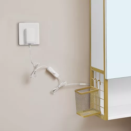 VASAGLE BBK124A10 Fürdőszobai tükör szekrény világítással, Fürdőszobai szekrény,