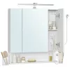 Fürdőszoba szekrény, tükörrel, három ajtós, felhőfehér 16 x 70 x 75 cm