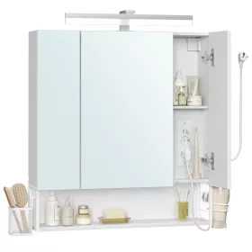   Fürdőszoba szekrény, tükörrel, három ajtós, felhőfehér 16 x 70 x 75 cm