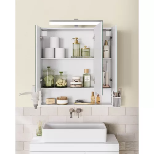 Fürdőszoba szekrény, tükörrel, három ajtós, felhőfehér 16 x 70 x 75 cm