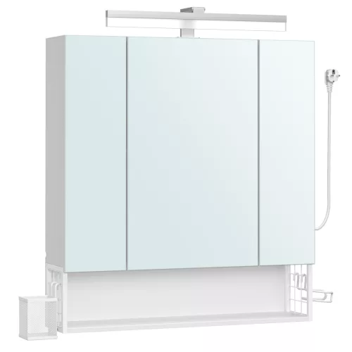 Fürdőszoba szekrény, tükörrel, három ajtós, felhőfehér 16 x 70 x 75 cm