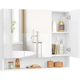   Fürdőszoba tükörszekrény, tárolóval, állítható polcokkal, felhőfehér
