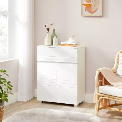 VASAGLE Fürdőszobai szekrény, komód szekrény, fiókkal, 2 ajtóval, állítható polccal,