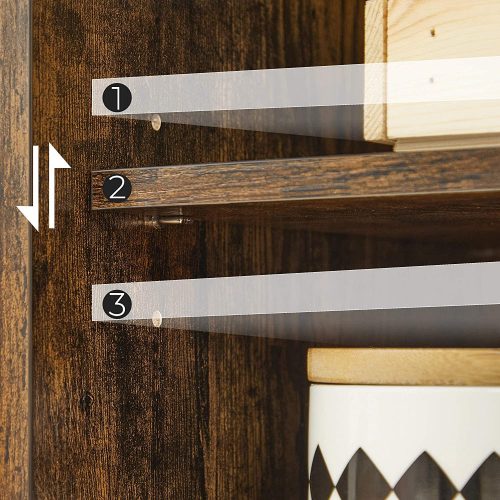 VASAGLE Fürdőszobai padlószekrény, fa tároló egység 3 fiókkal, egy ajtóval és 2