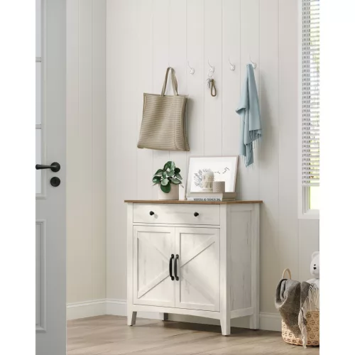 Fiókos tárolószekrény, rusztikus fehér és mézbarna, 80 x 30 x 75 cm