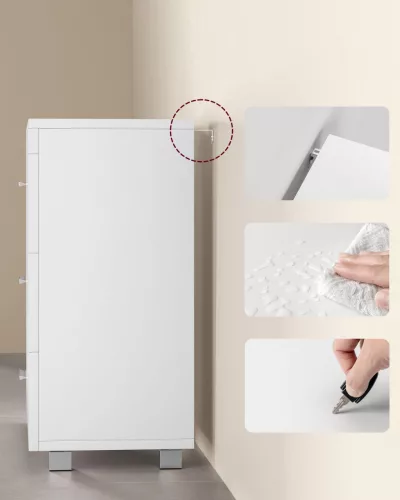 Mosdó alatti fürdőszoba szekrény, 3 fiókos, fehér 30x70x64cm