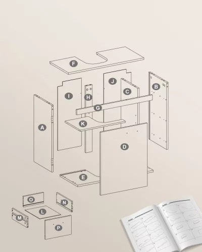 Mosdó alatti fürdőszoba szekrény, 3 fiókos, fehér 30x70x64cm