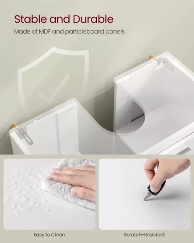 Mosdó alatti tárolószekrény, 2 rekesszel, lábakkal, felhőfehér 30 x 60 x 60 cm