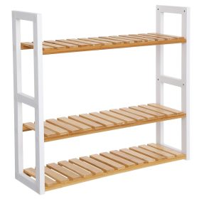   Bambusz fürdőszobai polc, 3 szintes állítható növénytartó, falra szerelhető,