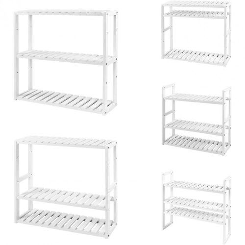 SONGMICS BCB13W Bambusz polc, magasság állítható, 3 szintes polc, 60 x 15 x 54 cm,