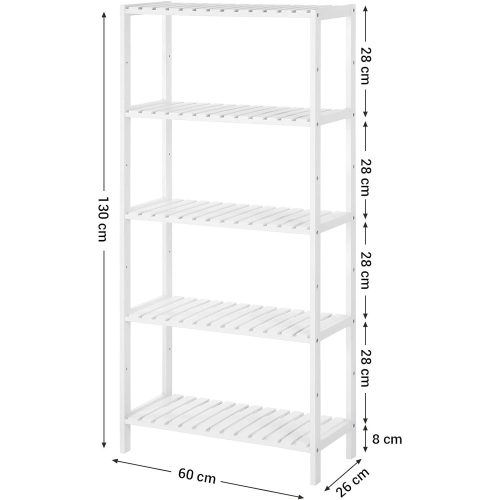 Bambusz polc fürdőszobába, konyhába, 5 szintes 60x26x130cm