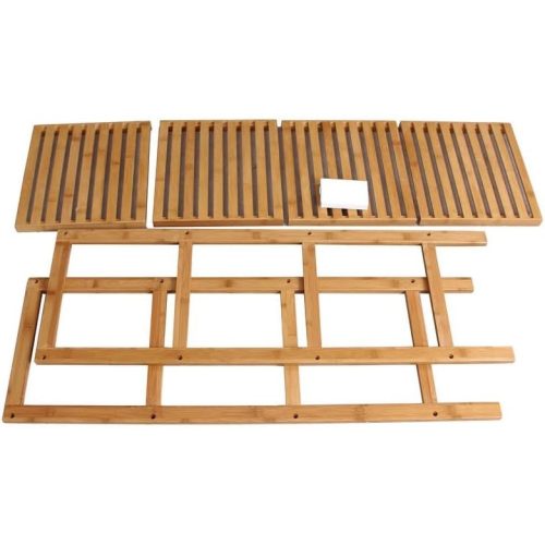 SONGMICS 4 szintes multifunkcionális fürdőszobai polcok 100% bambusz tárolóegység