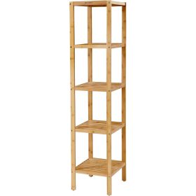 SONGMICS 5 szintes bambusz fürdőszobai polc, álló konyhai állvány, 33 x 33 x 146 cm (H x SZ x