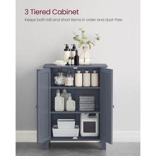 VASAGLE Szabadon álló fürdőszobai szekrény tárolószekrény 2 ajtóval és 2 állítható