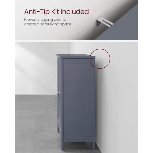 VASAGLE Szabadon álló fürdőszobai szekrény tárolószekrény 2 ajtóval és 2 állítható